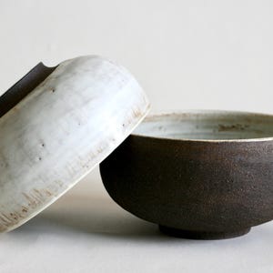 Set of Two - Round Ceramic Serving bowl Japanese style pottery