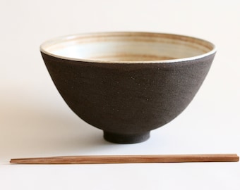 Handmade Black Ramen Bowl | Ceramic Soup Bowl | Japanese style Pottery