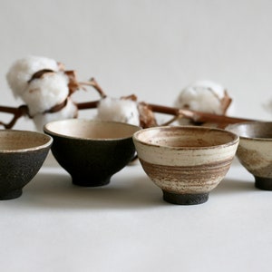 Set of Four - Ceramic tiny cup | Mini Bowl | Soy Sauce dish | Sake cup | Japanese style pottery