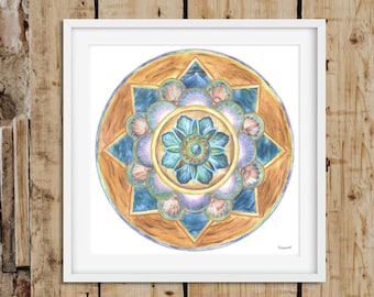 A Golden Blue Mandala - a Limited Edition Print of an original artwork