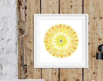 A Brilliant Yellow Sun Mandala - a Limited Edition Print of an original artwork