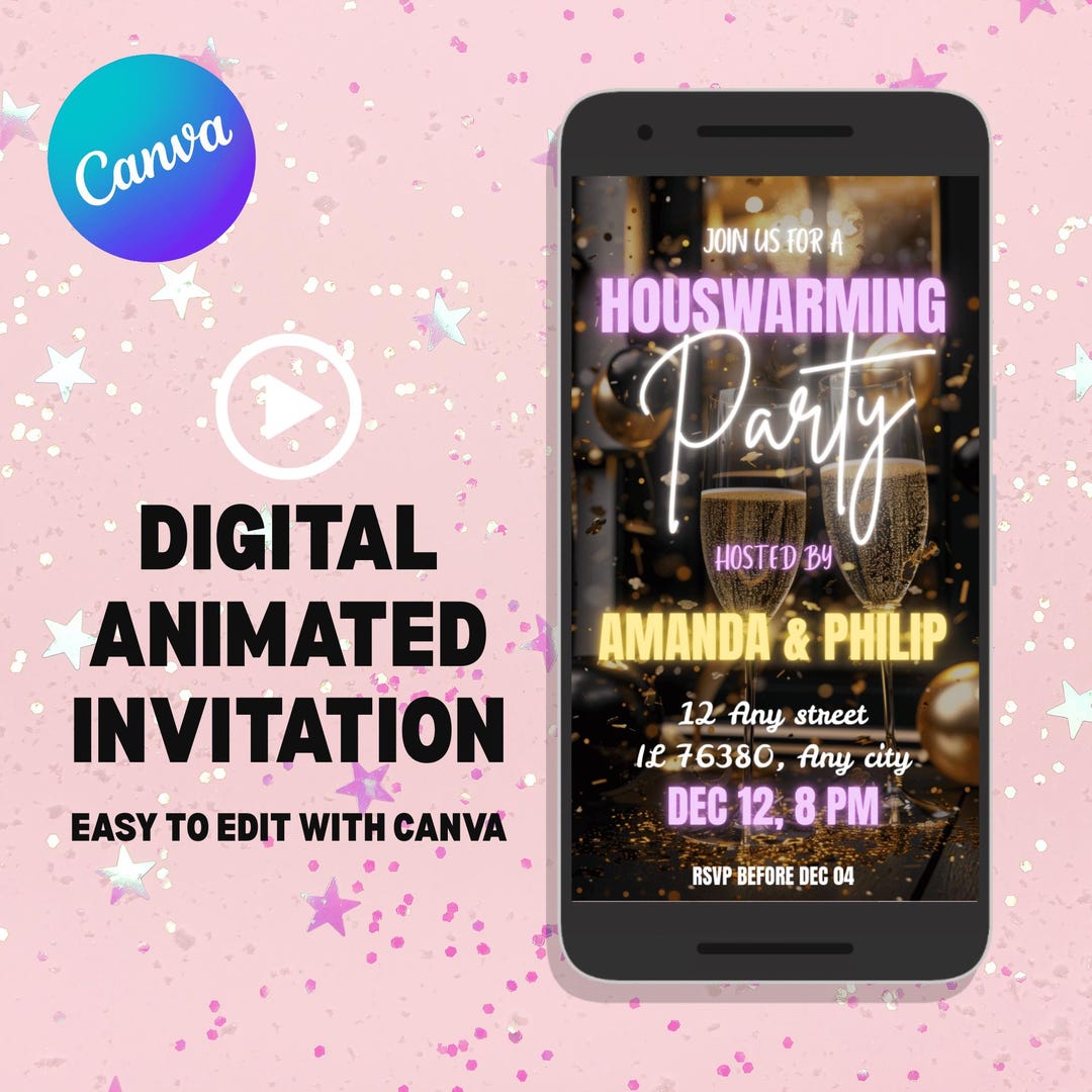 Animated Housewarming Party Invitation – Editable Evite Template ...