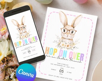 Easter Brunch Invitation, Easter Brunch Invite, Easter Invitation, Easter Egg Hunt Invitation, Editable, Instant Download, Phone Evite, G003