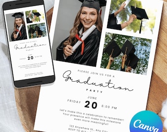 2026 Graduation Invitation Template | College High School Grad Party Invite | Photo Graduation Announcement | Editable Digital Template F002