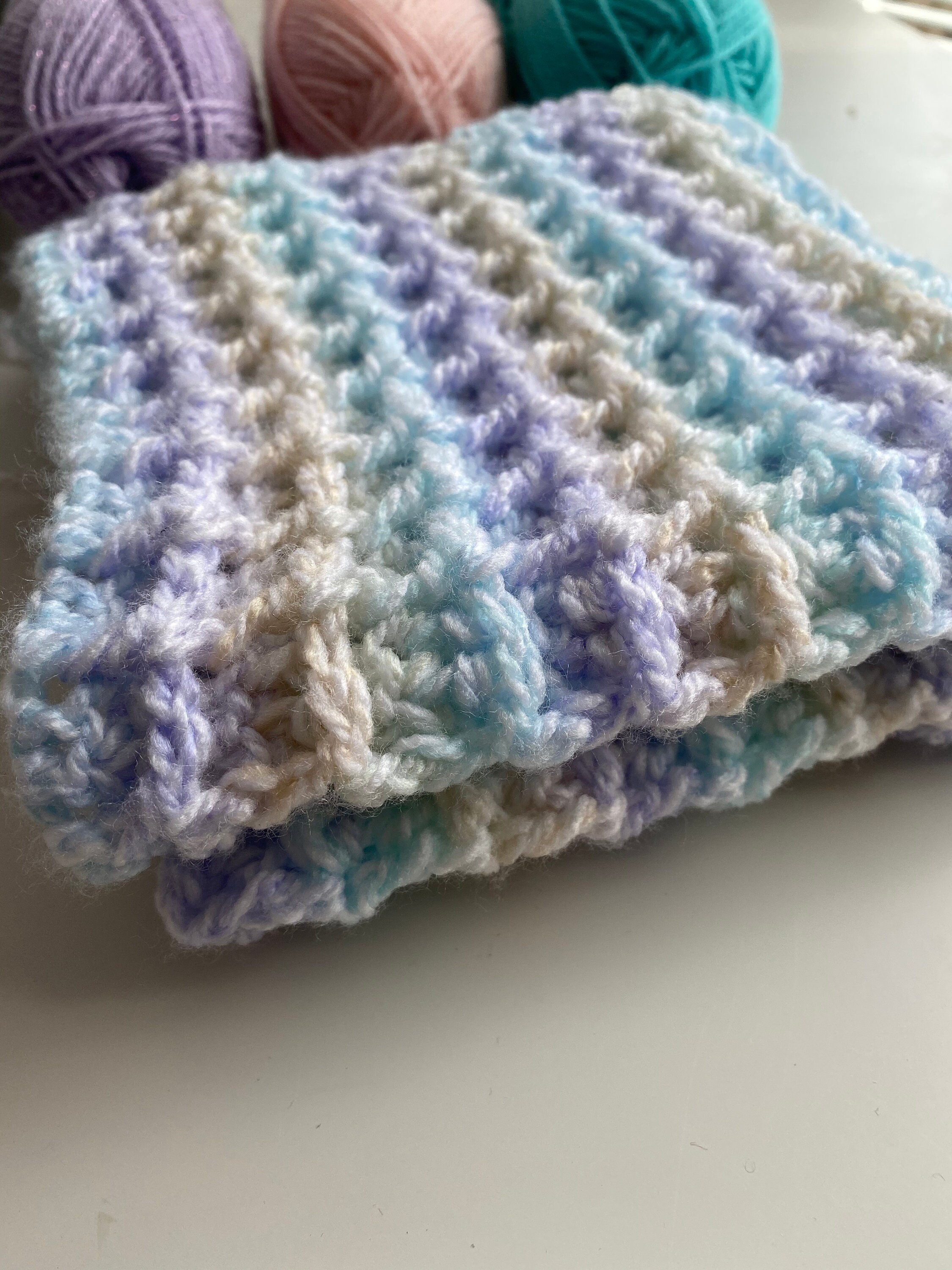 Handmade Crochet Rainbow Baby Blanket Waffle Stitch Baby Etsy