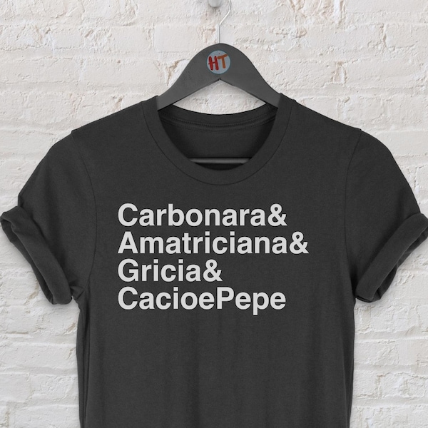 Italienisches Pasta T-Shirt: Carbonara, Amatriciana, Gricia, Cacio e Pepe