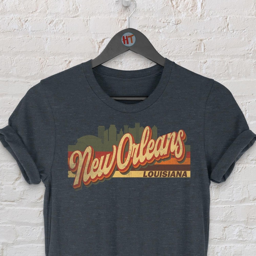 New Orleans Shirt - Retro Style New Orleans Louisiana Skyline T-Shirt - Unisex New Orleans La Shirt - New Orleans Louisiana Shirt Bespoketshirt