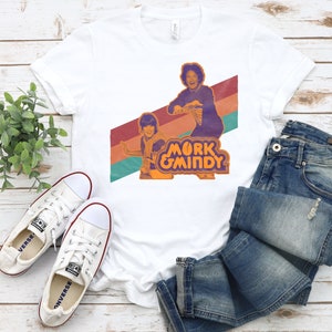 Vintage Mork & Mindy Ringer Tee, Robin Williams, Mork From Ork, Retro color Graphic, Cult 70s shows, Men&#39;s Size Large