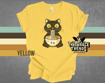 Ramen Cat T-Shirt: Vintage Japanese Noodle Shirt