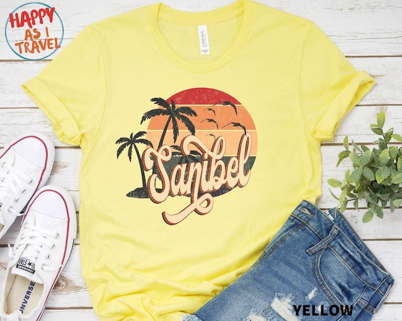 Retro Summer Clothing 70s 80s Style Sanibel Florida Tshirt Retro Womens Mens Tshirts Sanibel FL Shirt