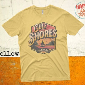 Vintage 70s 80s Style Gulf Shores Alabama Tshirt, Gulf Shores AL Shirt, Retro Womens Mens Tshirts