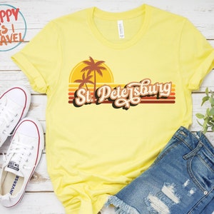Retro zomerkleding jaren 70 jaren 80 stijl St. Petersburg, Florida T-shirt, St. Petersburg FL shirt, retro dames T-shirts heren
