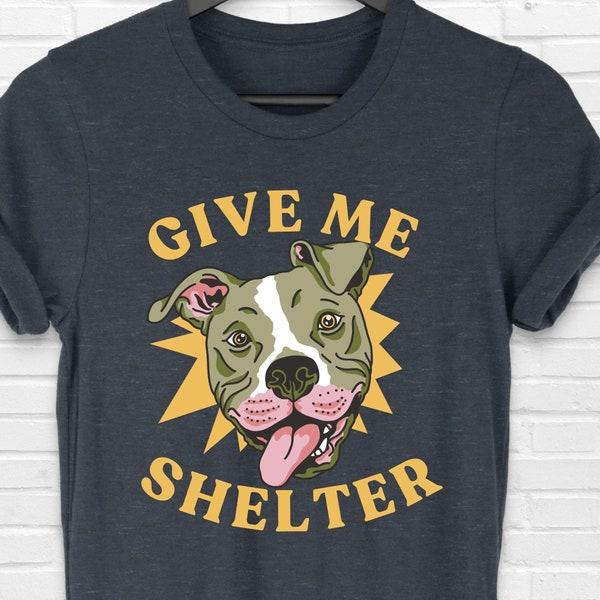 Gimme shelter Dog Lover tong uit veganistisch dierenliefhebber Shirt, Cadeau voor hondenliefhebbers, Dierenredding