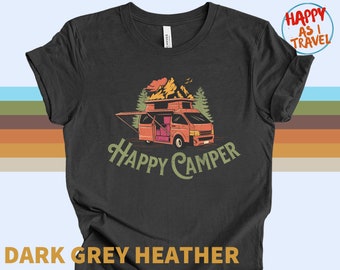 Camiseta retro Happy Camper: camiseta vintage desgastada para acampar