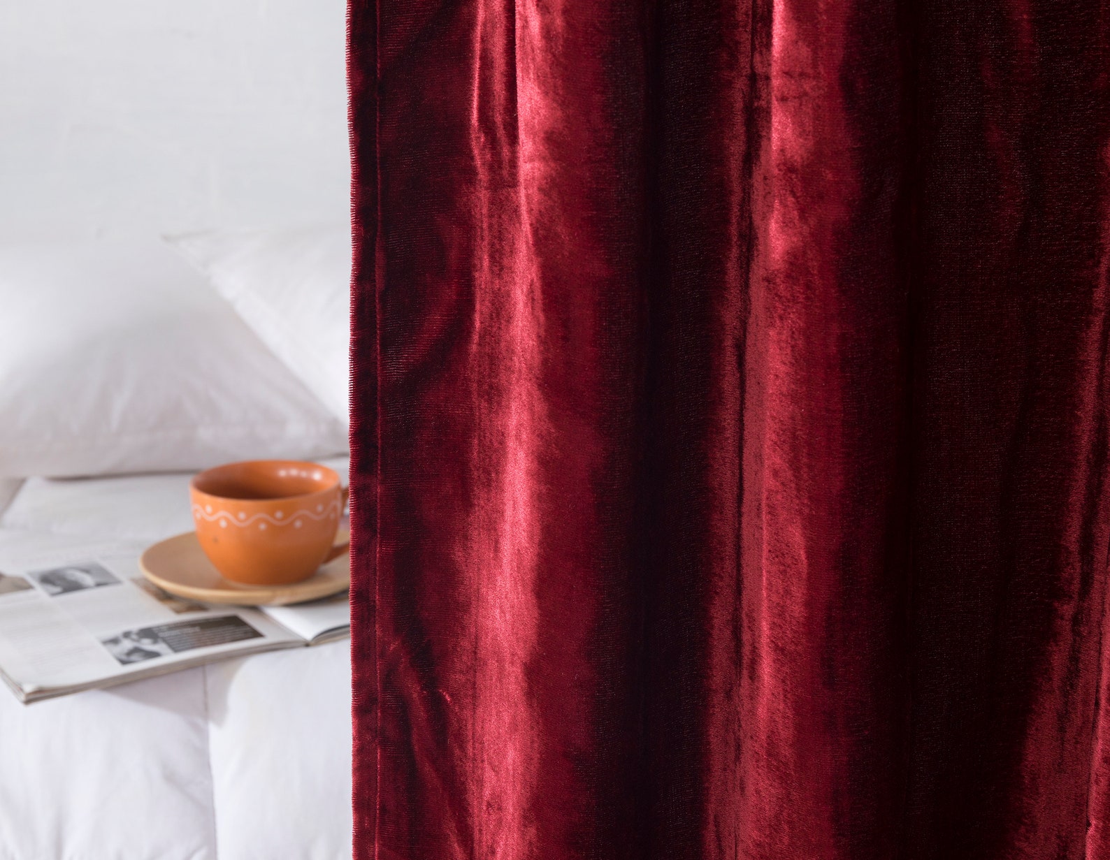Luxury Velvet Curtain Burgundy Red Velvet Curtain Bohemian Etsy UK