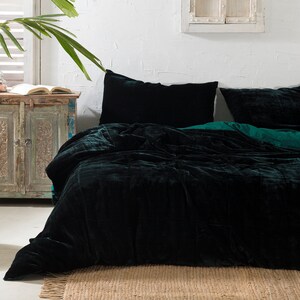 Ultra-Luxe Crushed Velvet Duvet Cover, Boho Bedding UO Comforter Bedding Donna Cover, 3 Pcs Set Emerald Green Duvet Set, Velvet Bedding Set image 3