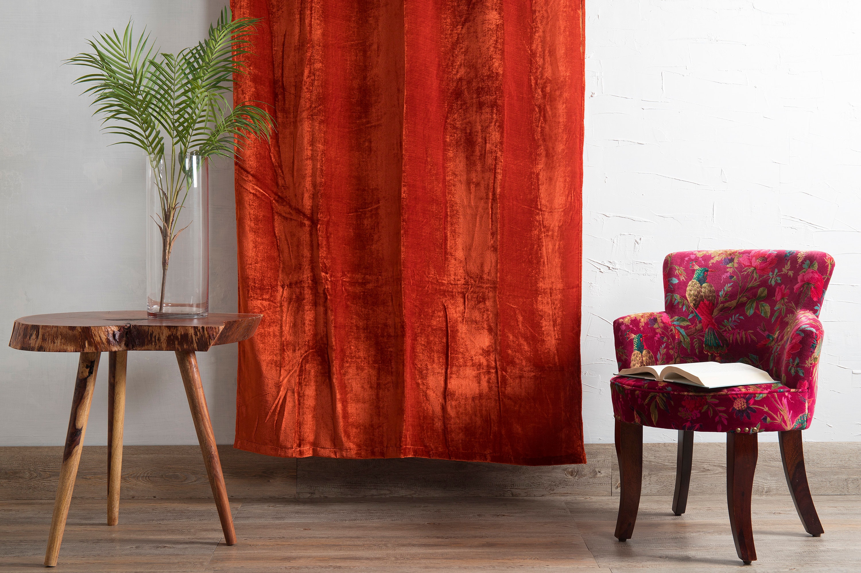 Luxury Velvet Curtain Burnt Orange Velvet Curtain Bohemian Etsy