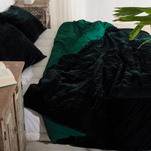 Ultra-Luxe Crushed Velvet Duvet Cover, Boho Bedding UO Comforter Bedding Donna Cover, 3 Pcs Set Emerald Green Duvet Set, Velvet Bedding Set image 6