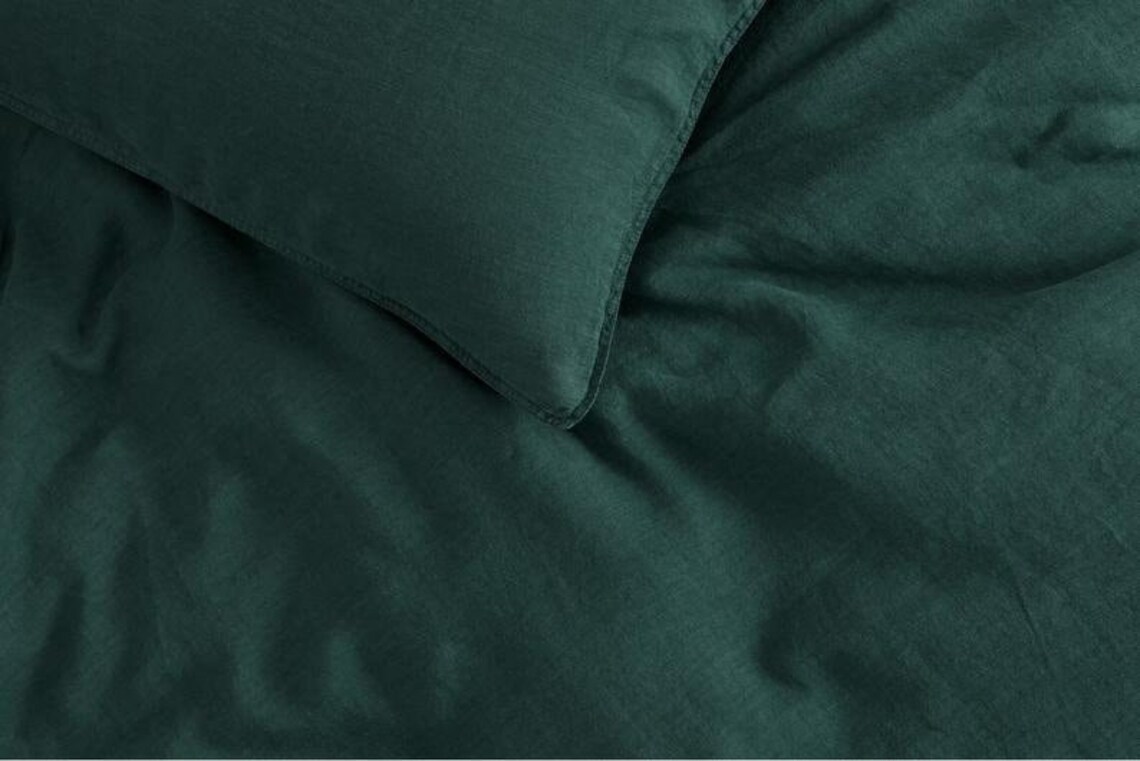 3 Pc Emerald Green Bedding Set Emerald Green Cotton Duvet Etsy