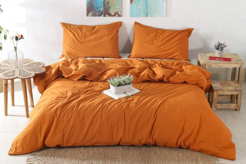 3 Pieces Set Washed Cotton Duvet Cover Cotton Duvet Bohemian Etsy