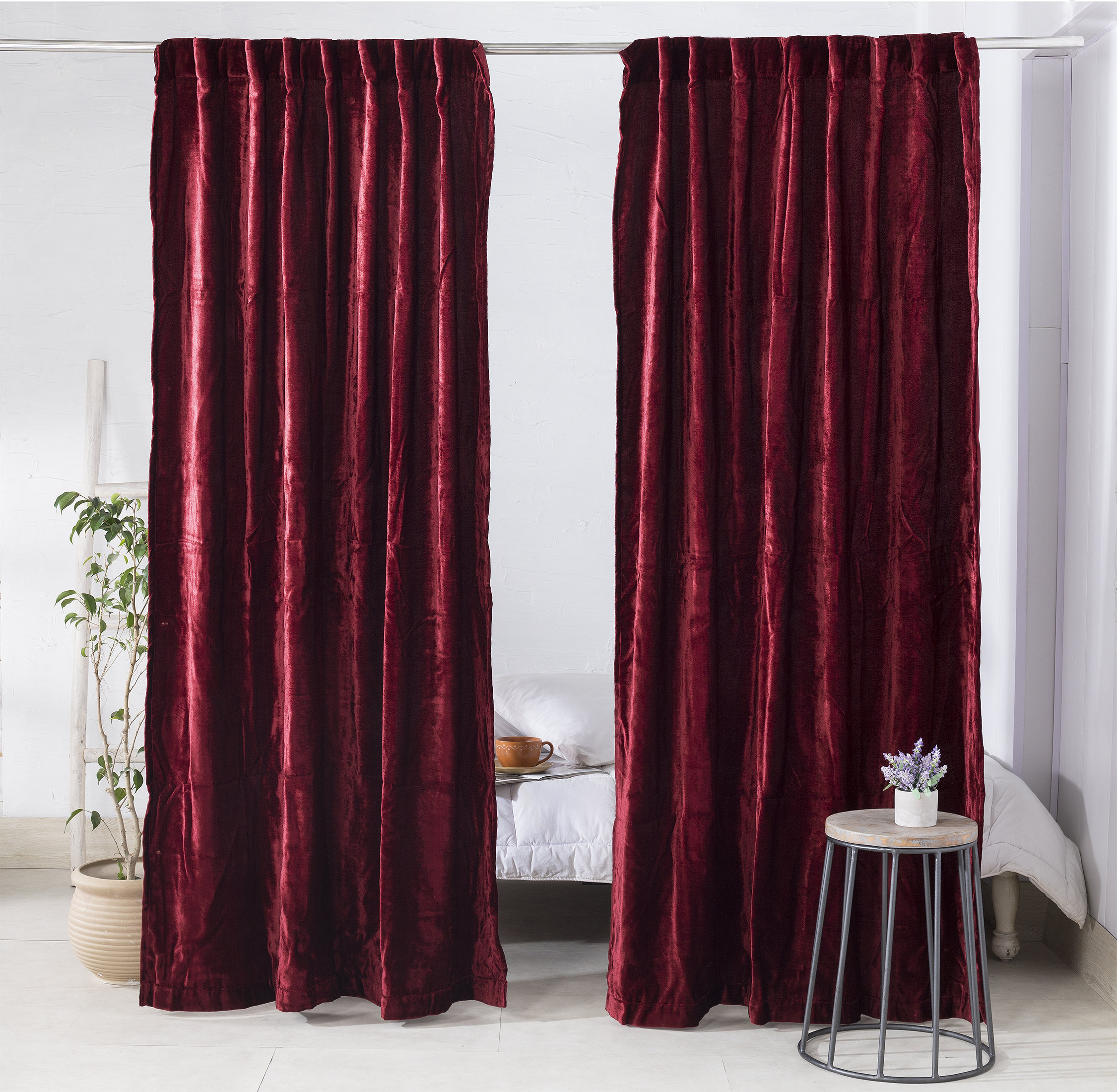 Luxury Velvet Curtain Burgundy Red Velvet Curtain Bohemian Etsy