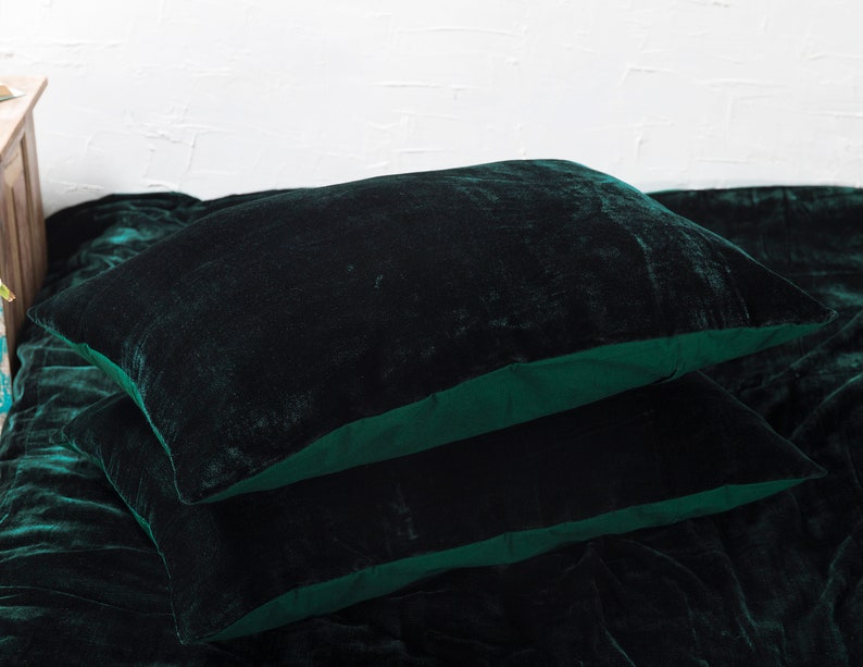 Ultra-Luxe Crushed Velvet Duvet Cover, Boho Bedding UO Comforter Bedding Donna Cover, 3 Pcs Set Emerald Green Duvet Set, Velvet Bedding Set image 10