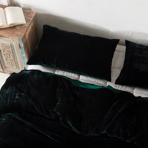 Ultra-Luxe Crushed Velvet Duvet Cover, Boho Bedding UO Comforter Bedding Donna Cover, 3 Pcs Set Emerald Green Duvet Set, Velvet Bedding Set image 9