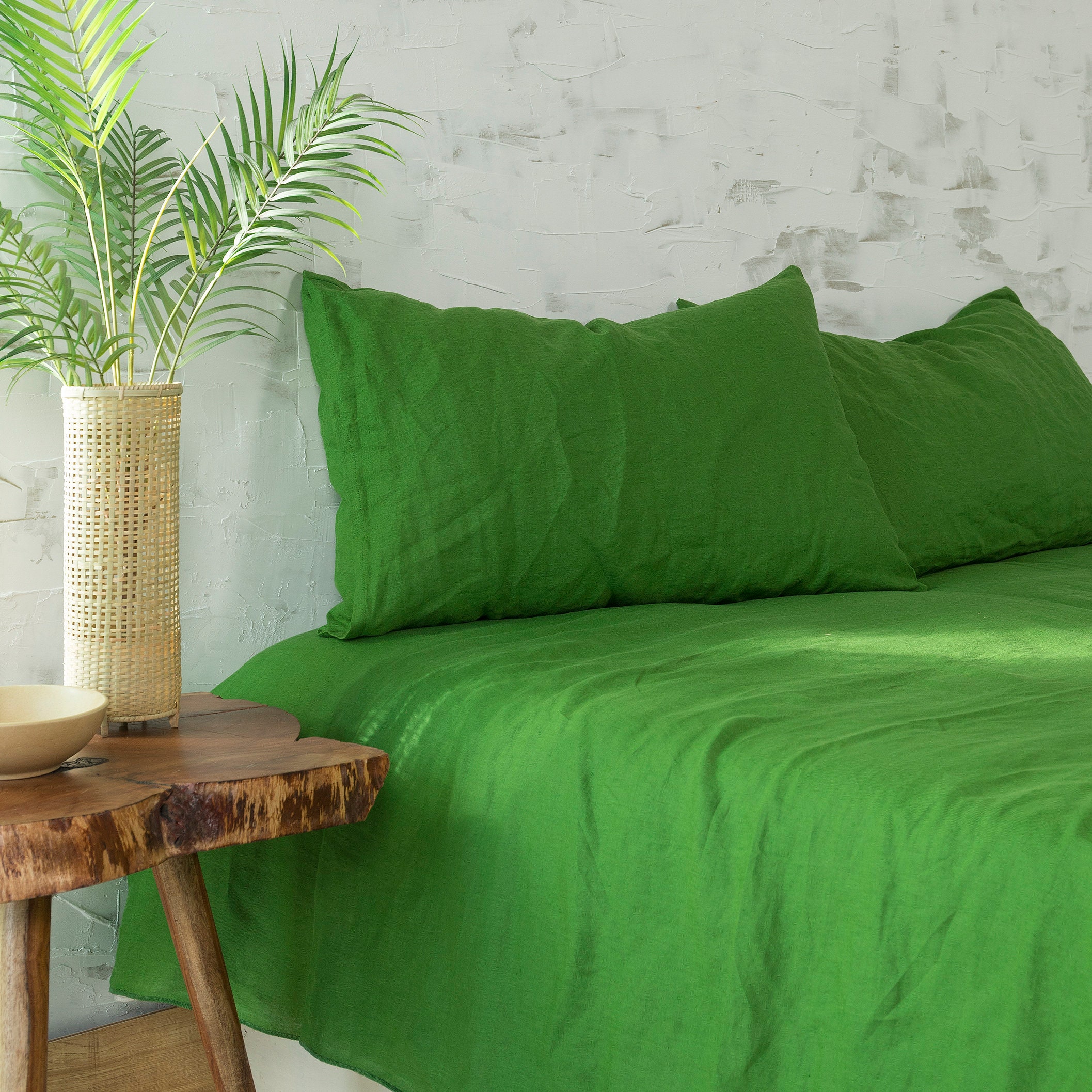 Fern Green Linen Pillowcase Linen Pillow Cover Cushion Cover Etsy