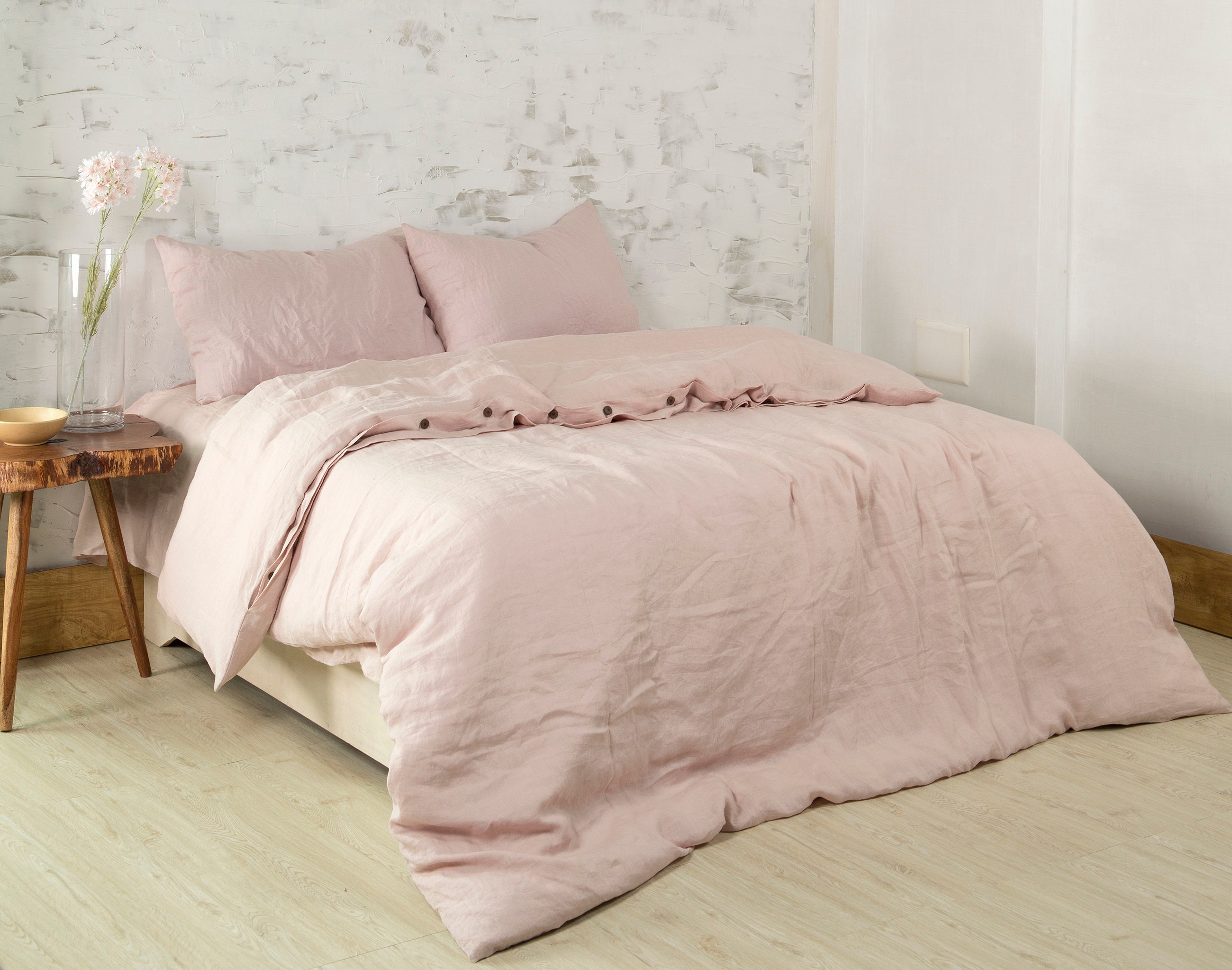 Rose Pink Linen Duvet Cover Linen Duvet Cover Full King Boho Etsy