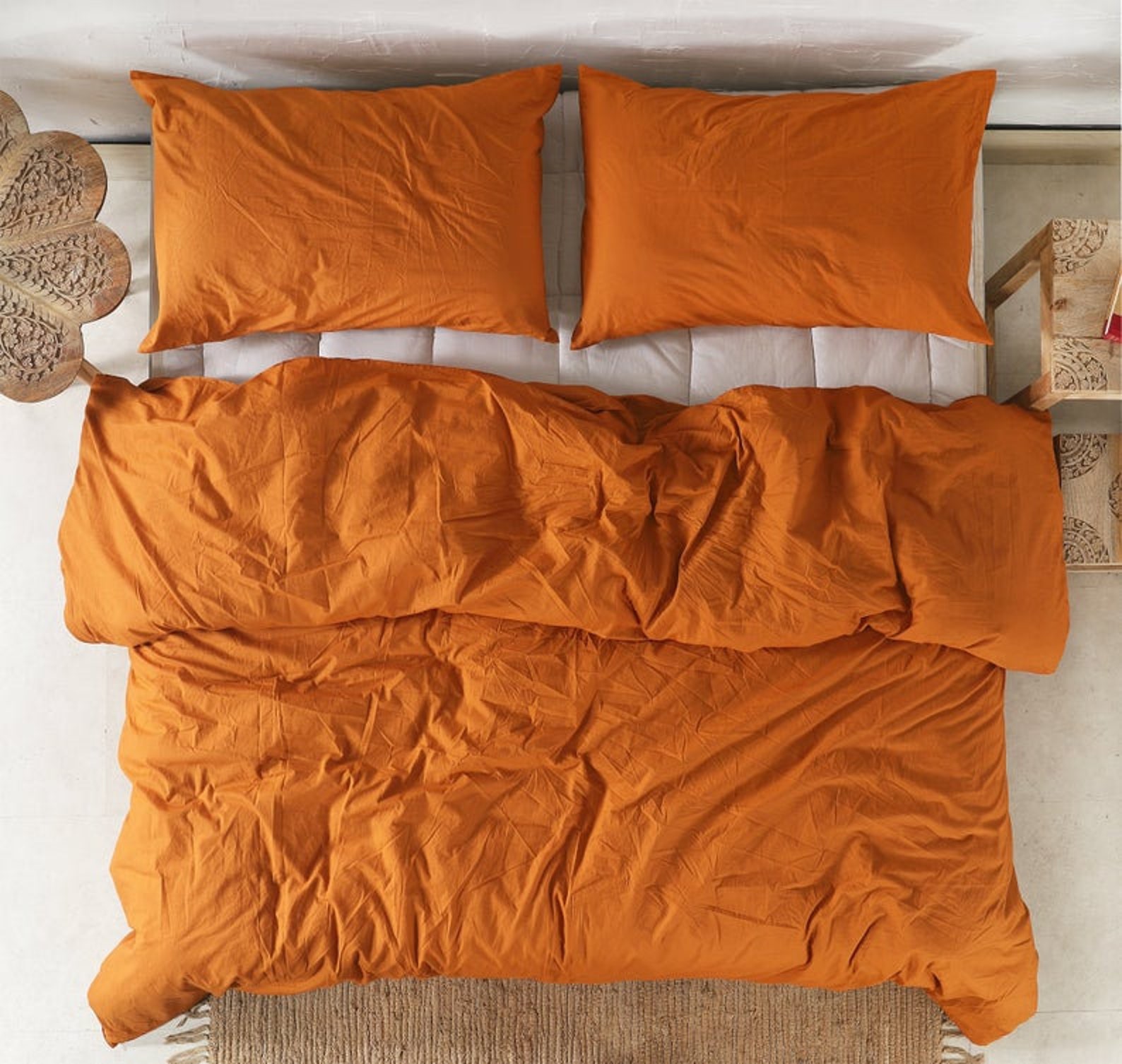 3 Pieces Set Washed Cotton Duvet Cover Cotton Duvet Bohemian Etsy