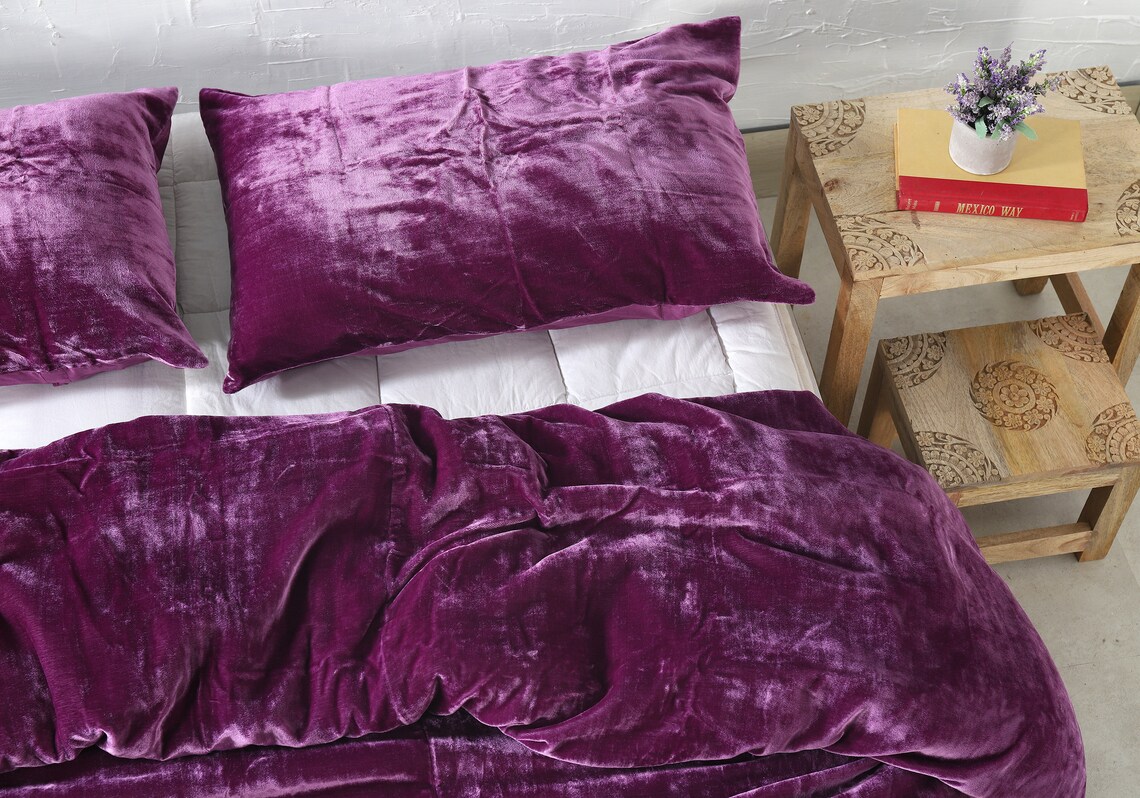 3 Pieces Set Luxury Crushed Velvet Duvet Cover Boho Bedding UO Etsy