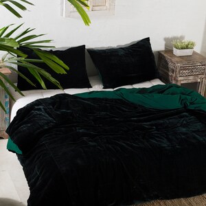 Ultra-Luxe Crushed Velvet Duvet Cover, Boho Bedding UO Comforter Bedding Donna Cover, 3 Pcs Set Emerald Green Duvet Set, Velvet Bedding Set image 5