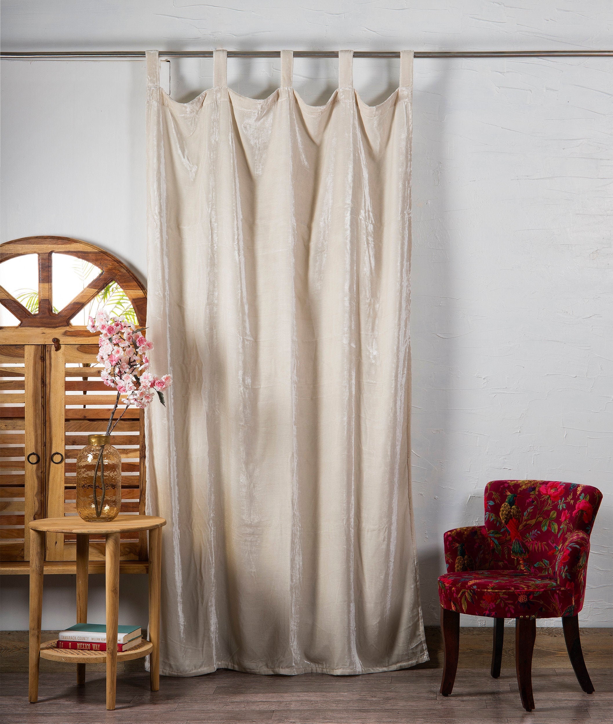 Luxury Soft Velvet Curtain Ivory Velvet Curtain Boho Window Etsy UK