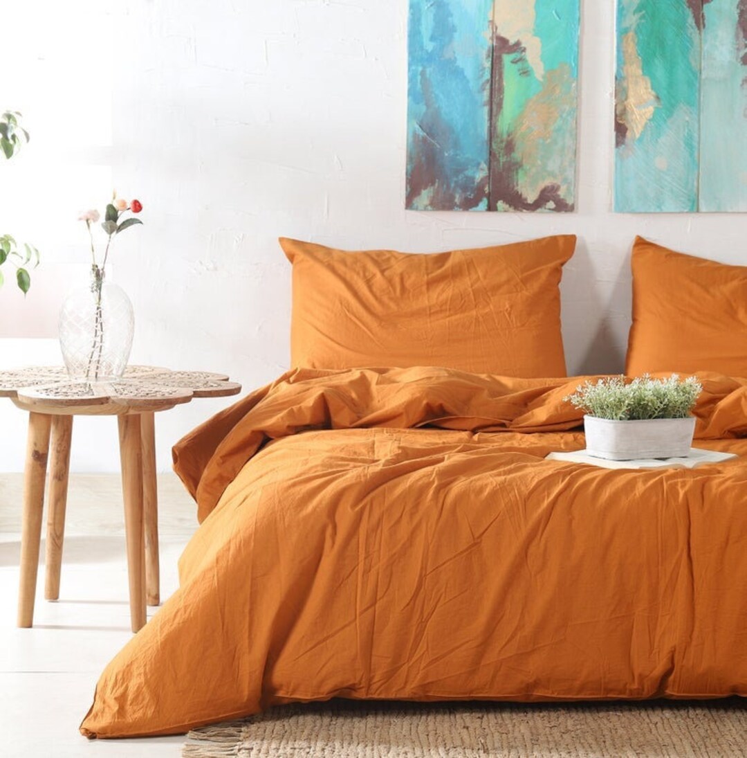 3 Pieces Set Washed Cotton Duvet Cover Cotton Duvet Bohemian Etsy