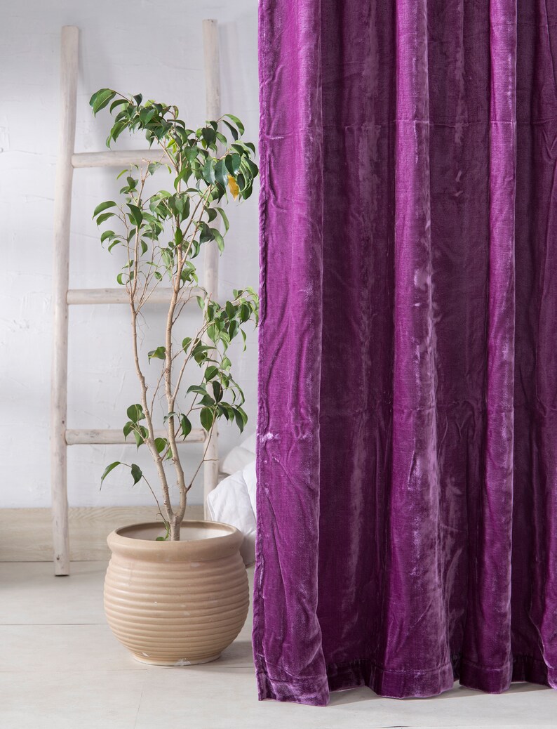 Velvet Curtains Custom Window Curtain Panels Purple Velvet Etsy