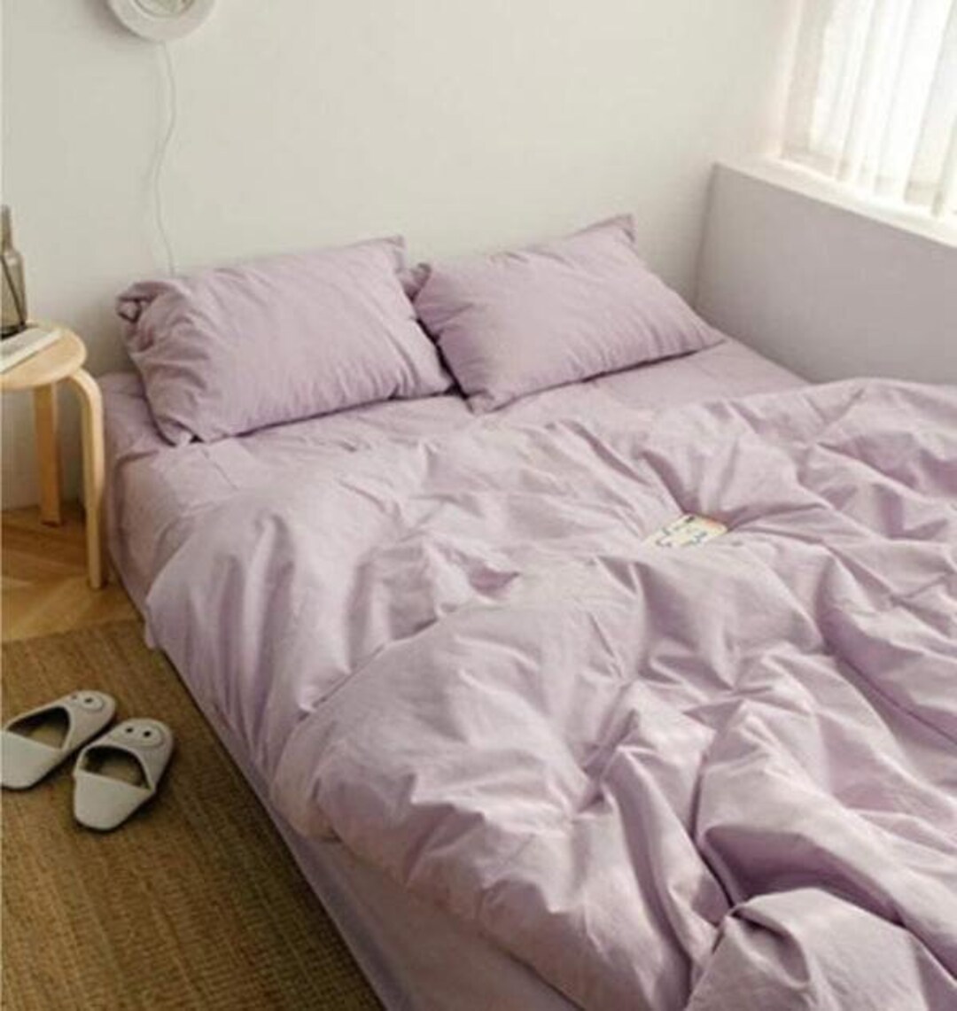 Lavender Color Cotton Duvet Cover Set Organic Duvet Cover Stonewashed