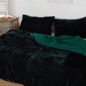 Ultra-Luxe Crushed Velvet Duvet Cover, Boho Bedding UO Comforter Bedding Donna Cover, 3 Pcs Set Emerald Green Duvet Set, Velvet Bedding Set image 7