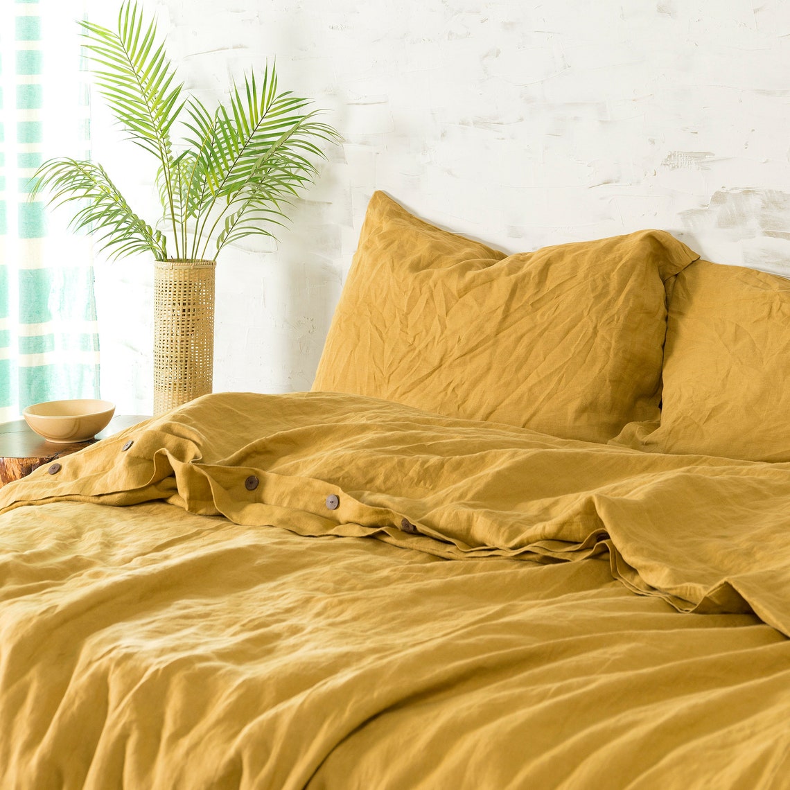 Mustard Linen Duvet Cover Queen King Size Linen Duvet Cover Etsy
