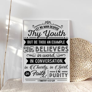 1 Timothy 4:12 | Let No Man Despise Thy Youth | INSTANT DOWNLOAD | 8 X 10 | 11 X 14 | 16 X 20