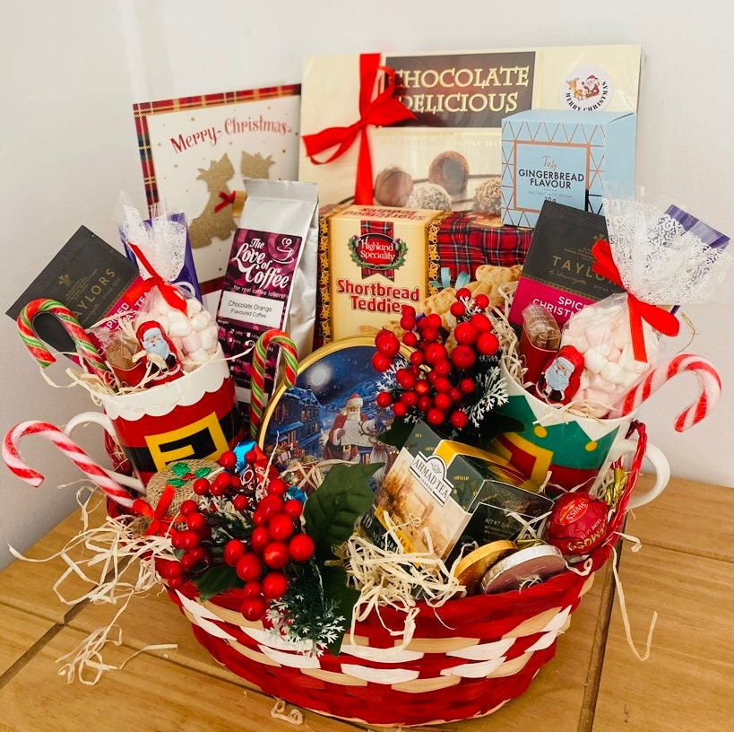 Large Christmas Family Hamper Basket Gift Cups Mugs Tea Coffee - Etsy UK