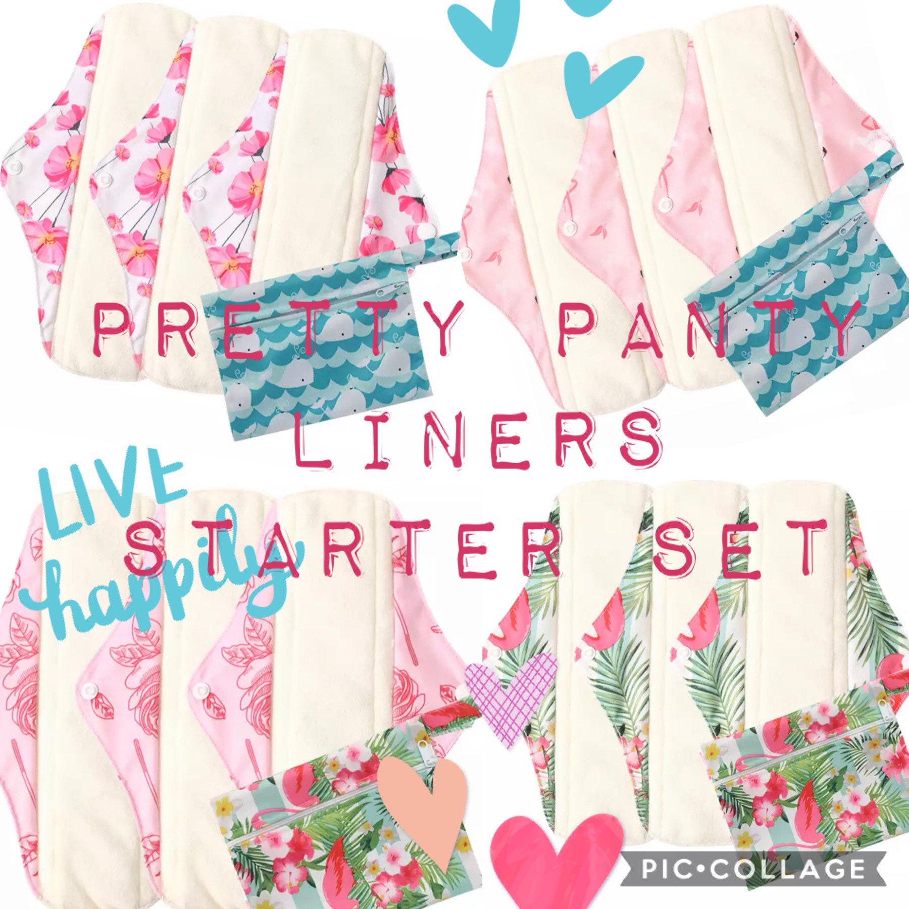 Pretty Incontinence Period Liners Reusable Washable Eco Super Etsy