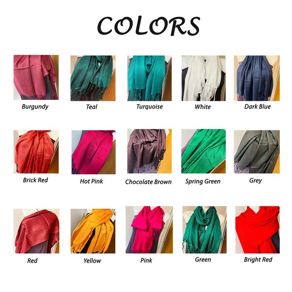 Pashmina Shawls Wraps Scarf for Women Ladies Girls Lightweight Soft Solid Colours Viscose Scarves in Winter Autumn Casual Office Party