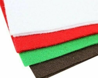 Felt Sheets A4 Pack for Kids DIY Art Craft Christmas Décor Red White Green 10Pcs Easy To Cut Into Shapes, Making Costumes,Decorations,etc