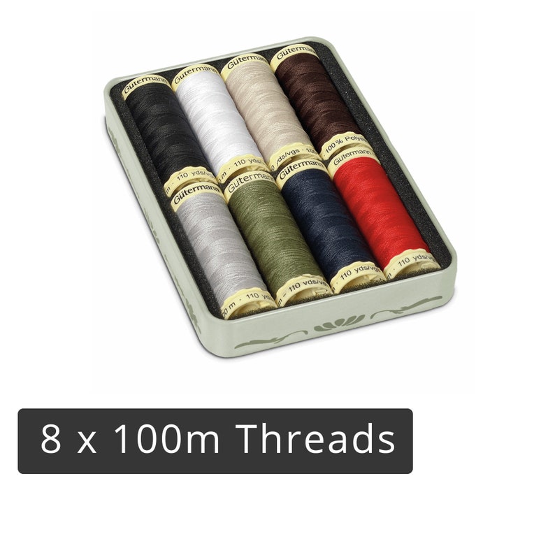 Gutermann Nostalgic Box '1925' All-Purpose 100m Sewing Threads Set with Storage Box for Embroidery & Quilting 8 x Classic Colour Shades image 6