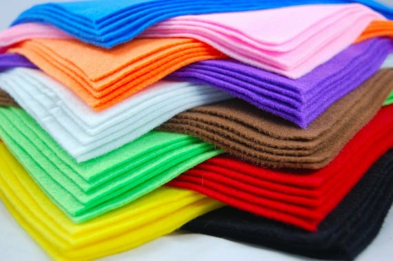 Assorted Felt Squares - 8 x 12 Inches - Assorted Colors - Craft, DIY, Sewing