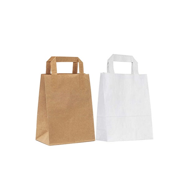 White & Brown Paper Craft Bags, Paper Bags With Handles, Party