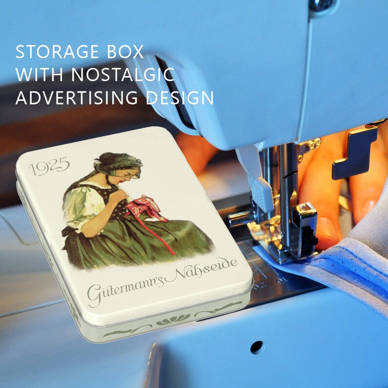 Gutermann Nostalgic Box '1925' All-Purpose 100m Sewing Threads Set with Storage Box for Embroidery & Quilting 8 x Classic Colour Shades image 7