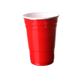 Red Disposable Party Cups | American Tableware | Plastic Cups | Baby Shower | 1st Birthday - 12oz (50Pcs)