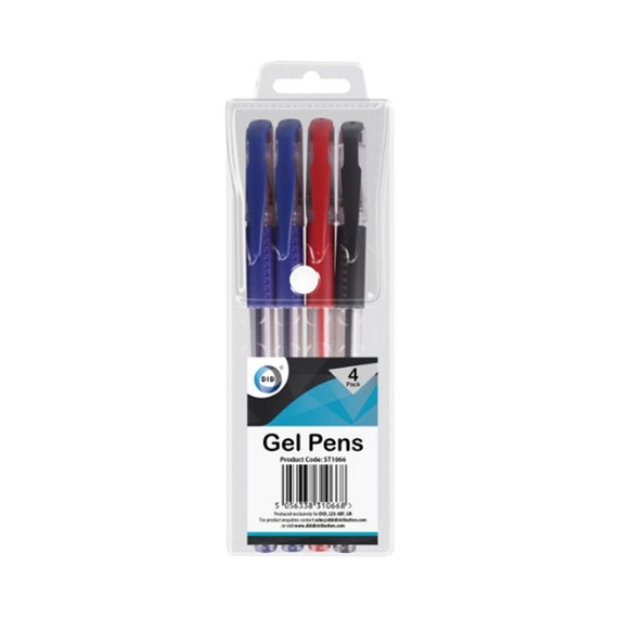 Gel Pen Sets pack of 4 Blue, Black, Red, Writing Pens for Bullet