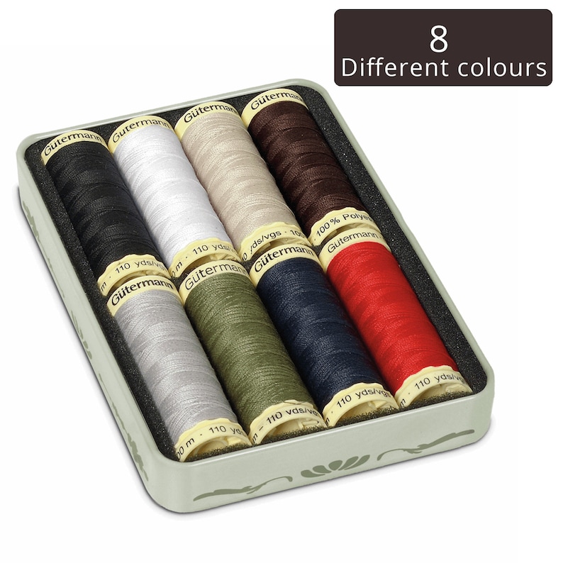 Gutermann Nostalgic Box '1925' All-Purpose 100m Sewing Threads Set with Storage Box for Embroidery & Quilting 8 x Classic Colour Shades image 5